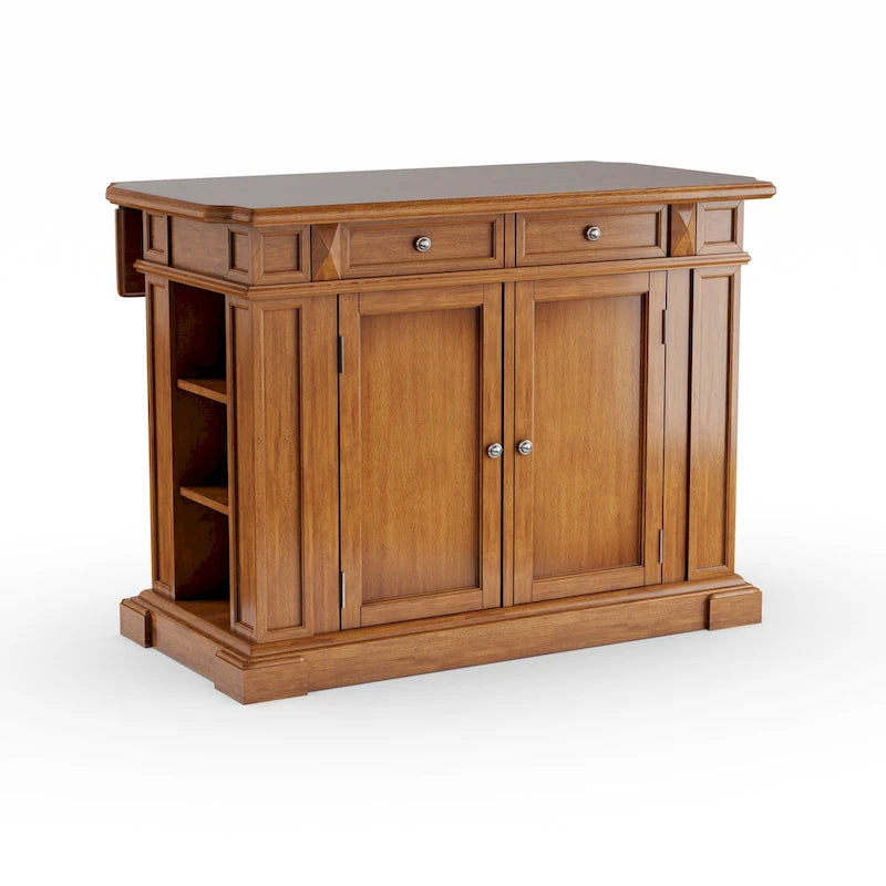Americana Distressed Cottage Oak Kitchen Island With Drop Leaf