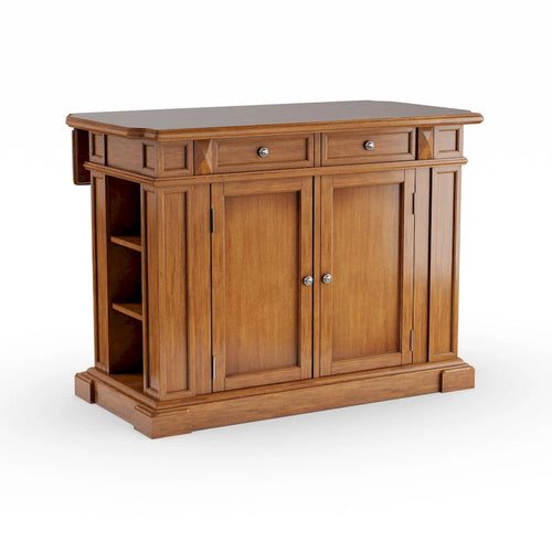 Americana Distressed Cottage Oak Kitchen Island With Drop Leaf