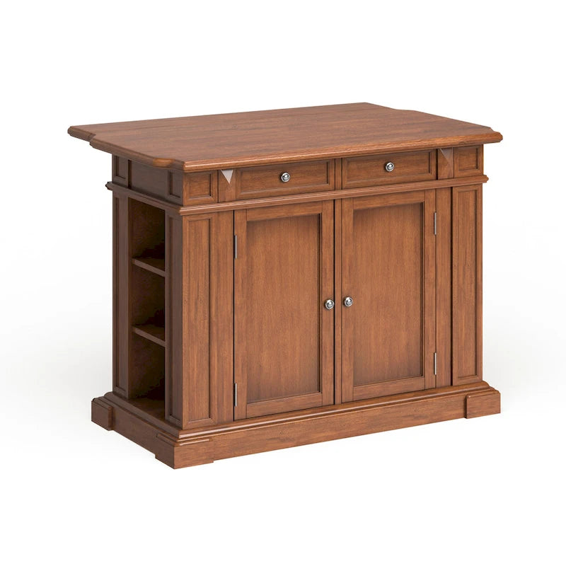 Americana Distressed Cottage Oak Kitchen Island With Drop Leaf
