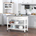  Stainless Steel Top Kitchen Island Rolling Utility Cart with Drawers & Shelves - White
