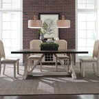 Willowrun Rustic White Weathered Gray Trestle Table