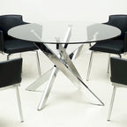 Somette Round Glass Top Chrome Dining Table - Silver