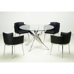 Somette Round Glass Top Chrome Dining Table - Silver
