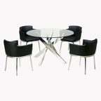 Somette Round Glass Top Chrome Dining Table - Silver