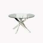 Somette Round Glass Top Chrome Dining Table - Silver
