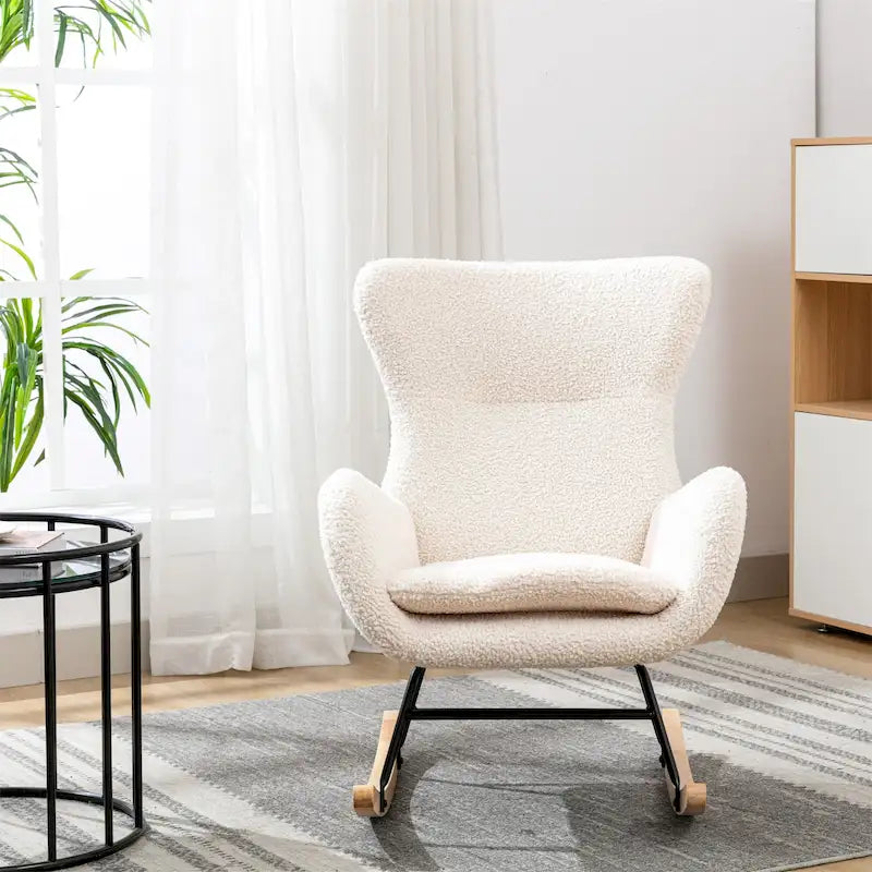 Velvet Fabric Padded Seat Rocking Chair