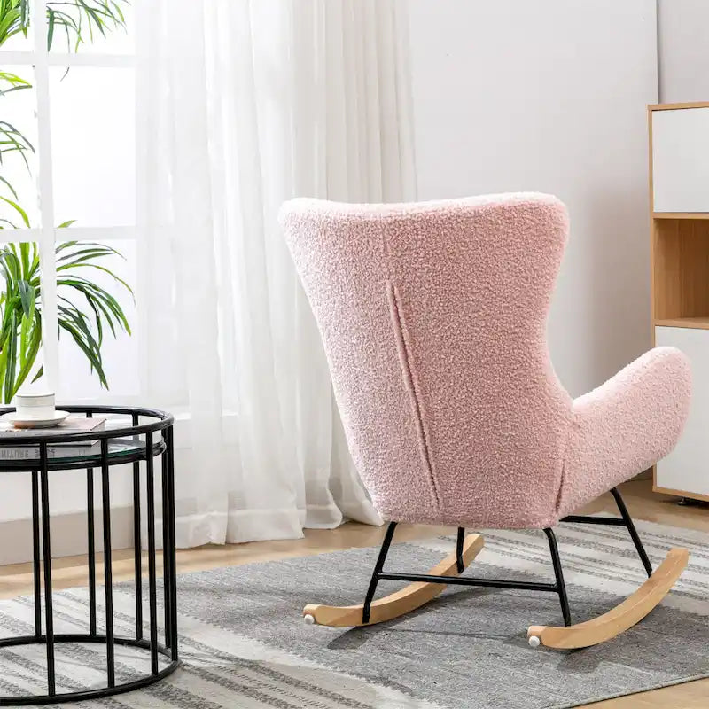 Velvet Fabric Padded Seat Rocking Chair