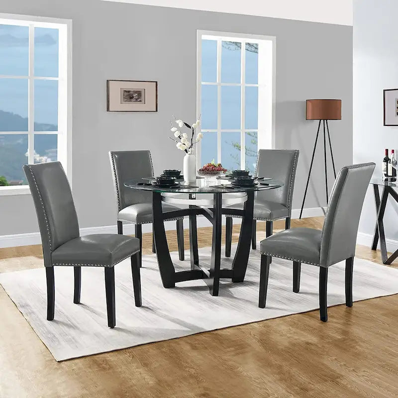 Faux Leather Kitchen Dining Accent Chairs Set of 2