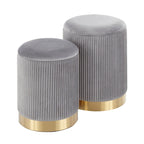 Silver Orchid Corday Contemporary Pleated Nesting Ottoman Set
