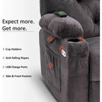 MCombo Electric Power Swivel Glider Recliner Chair with Cup and USB Ports for Nursery, Fabric 7797