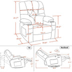 MCombo Electric Power Swivel Glider Recliner Chair with Cup and USB Ports for Nursery, Fabric 7797