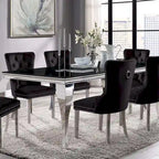  Pizo Glam 79-inch Chrome Leg Glass Top Dining Table