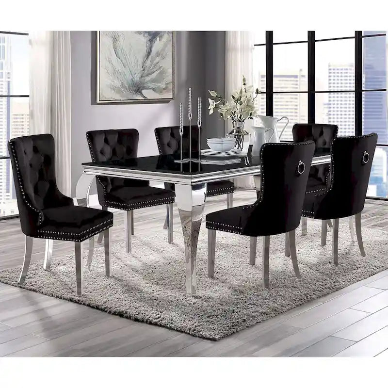 Pizo Glam 79-inch Chrome Leg Glass Top Dining Table