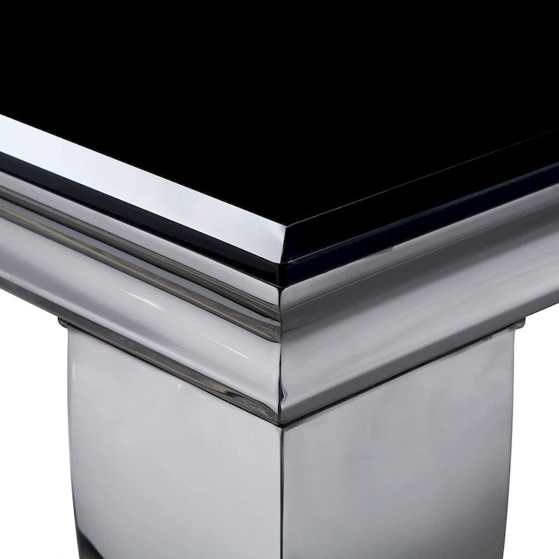 Pizo Glam 79-inch Chrome Leg Glass Top Dining Table