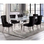 Pizo Glam 79-inch Chrome Leg Glass Top Dining Table