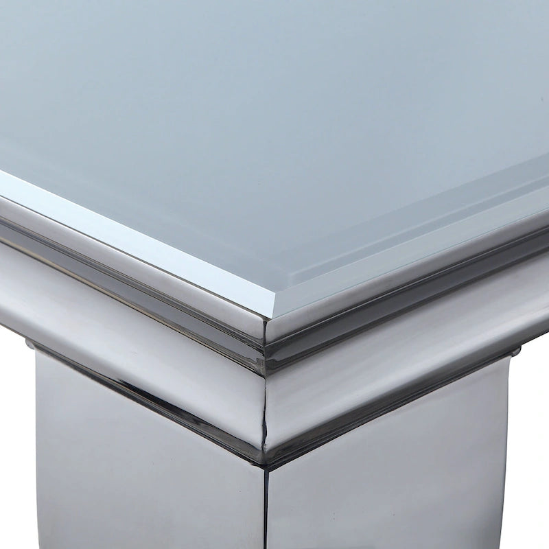 Pizo Glam 79-inch Chrome Leg Glass Top Dining Table