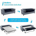 Mixoy Pull Out 2 in 1 Sleeper Sofa Bed with Mattress,Convertible Upholstered Loveseat with Nailhead
