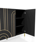 DH BASIC Modern Adjustable 4-Shelf Dining Sideboard Buffet with Storage Cabinet by Denhour