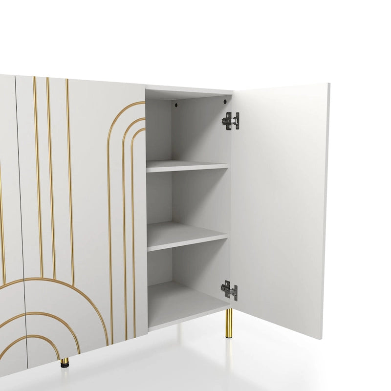DH BASIC Modern Adjustable 4-Shelf Dining Sideboard Buffet with Storage Cabinet by Denhour