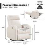 HOMYKA Modern Faux Leather Rocking Recliner with Swivel