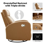 HOMYKA Modern Faux Leather Rocking Recliner with Swivel