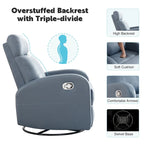 HOMYKA Modern Faux Leather Rocking Recliner with Swivel