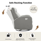 HOMYKA Modern Faux Leather Rocking Recliner with Swivel