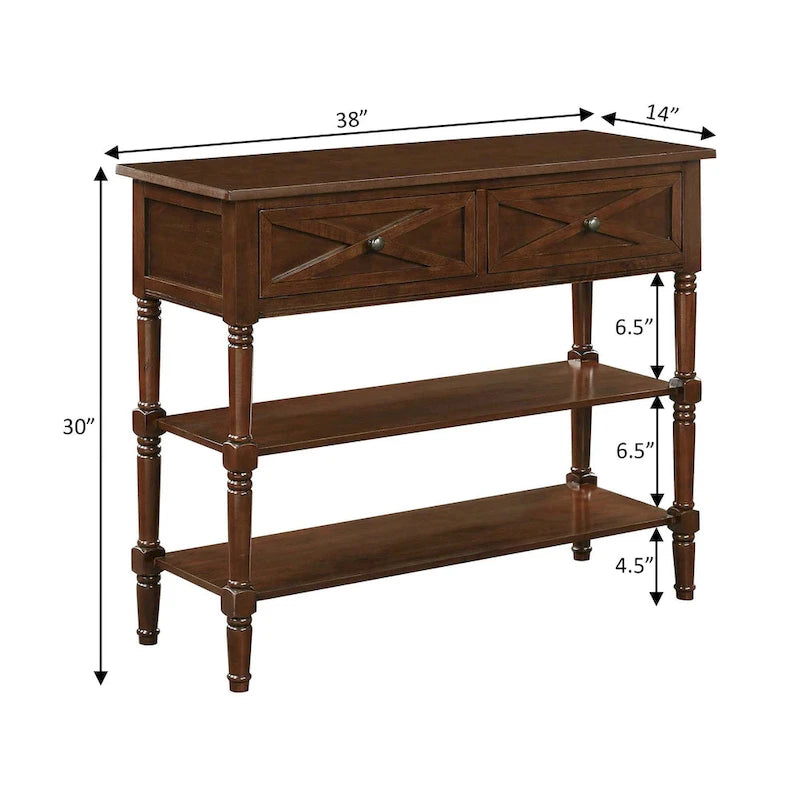 Convenience Concepts Country Oxford 2 Drawer Console Table with Shelves