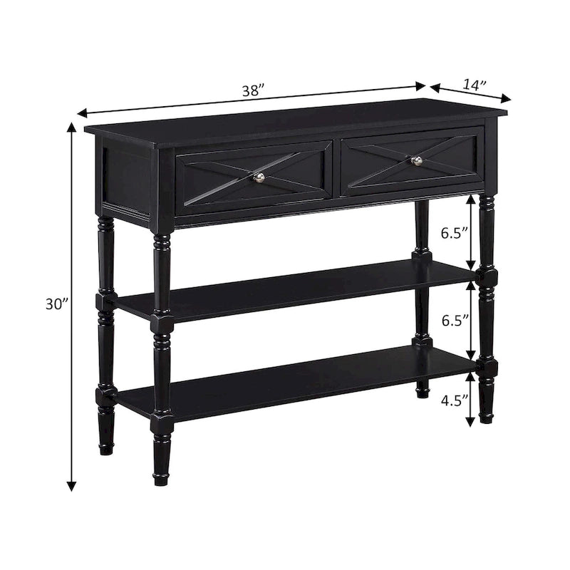 Convenience Concepts Country Oxford 2 Drawer Console Table with Shelves