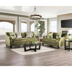 Olie Transitional Green Microfiber Sloped Arms 2-Piece Living Room Set by 