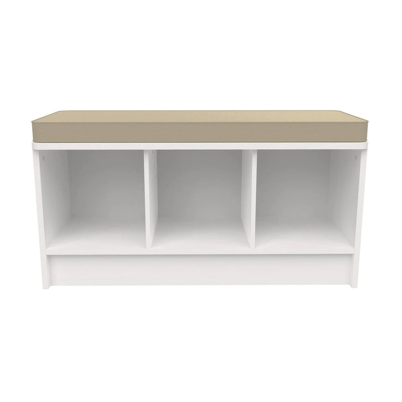 Tan Cushion 3-Cube Storage Bench