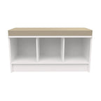 Tan Cushion 3-Cube Storage Bench