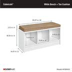 Tan Cushion 3-Cube Storage Bench