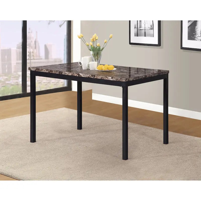  Noyes Metal Dining Table with Laminated Faux Marble Top