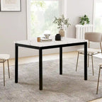 Noyes Metal Dining Table with Laminated Faux Marble Top