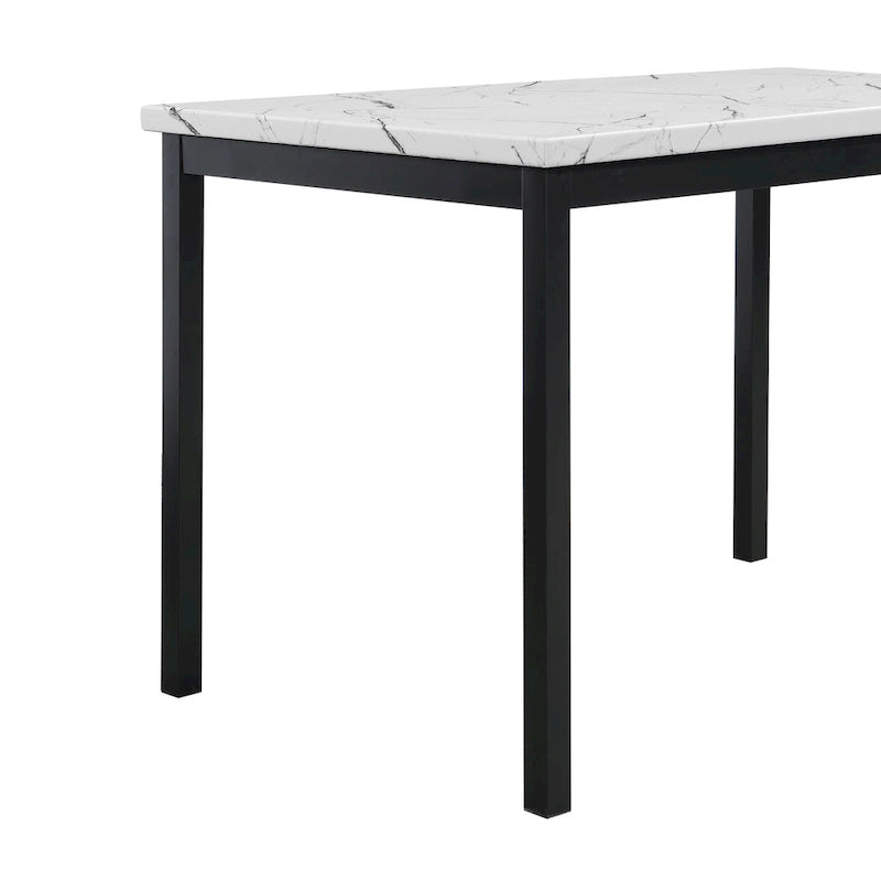 Noyes Metal Dining Table with Laminated Faux Marble Top