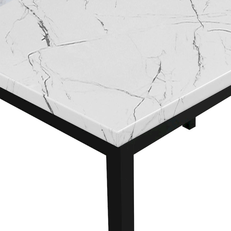 Noyes Metal Dining Table with Laminated Faux Marble Top