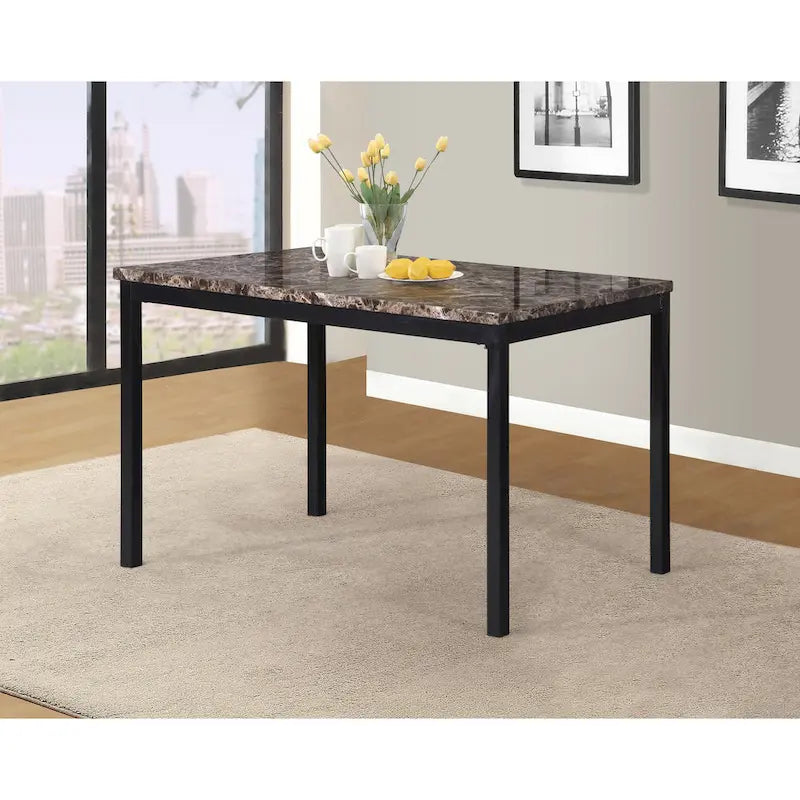 Noyes Metal Dining Table with Laminated Faux Marble Top