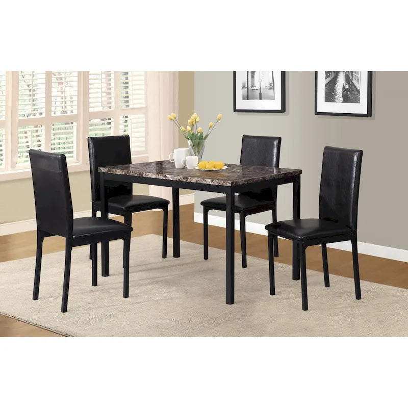 Noyes Metal Dining Table with Laminated Faux Marble Top