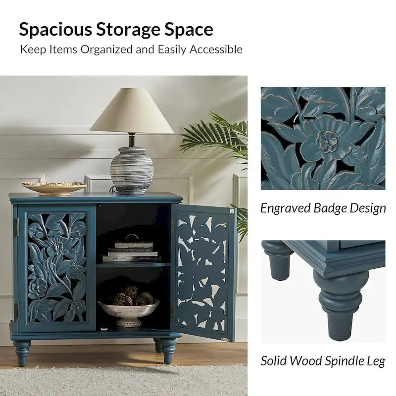 Alban Traditional 32Tall 2 Hollow Door Accent Cabinet with LED light Set of 2 by HULALA HOME