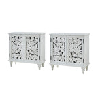 Alban Traditional 32Tall 2 Hollow Door Accent Cabinet with LED light Set of 2 by HULALA HOME