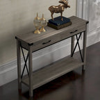 Narrow Sofa Table with 2 Drawers for Entryway