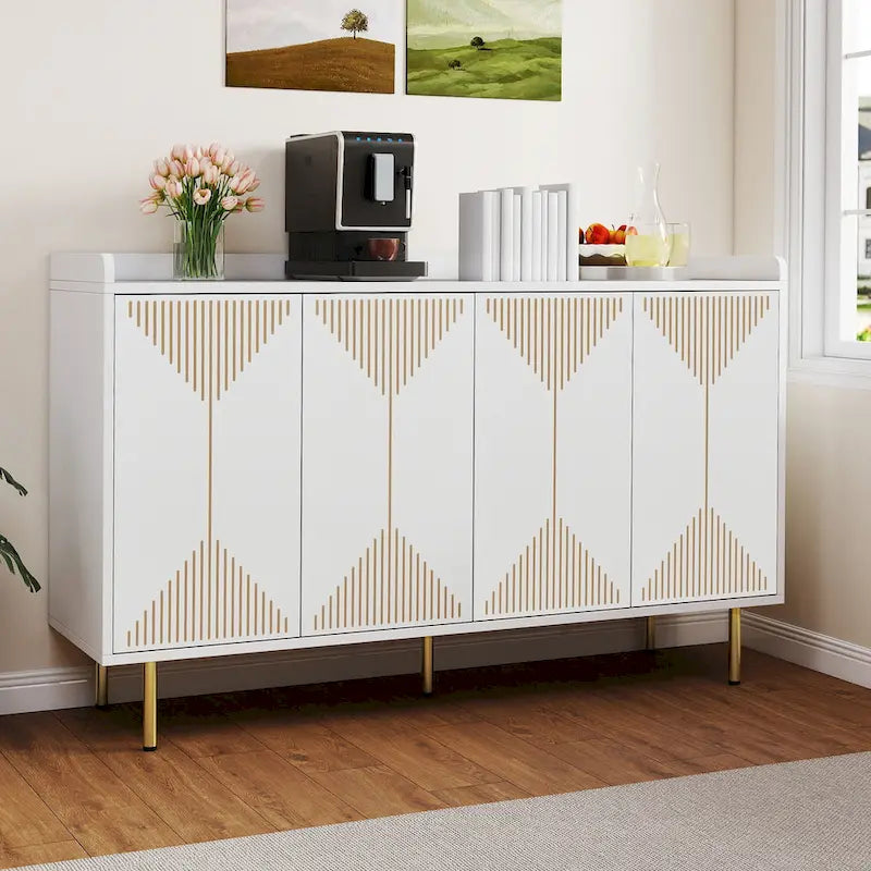 Moasis 55 Kitchen Buffet Cabinet with Storage Sideboard Buffet Table with Doors