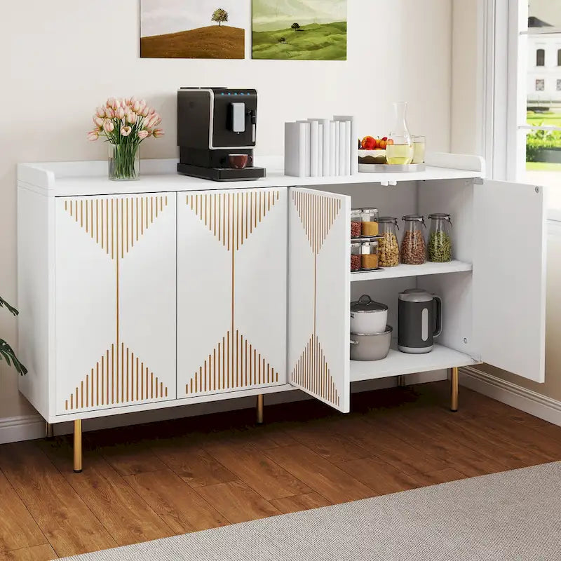 Moasis 55 Kitchen Buffet Cabinet with Storage Sideboard Buffet Table with Doors