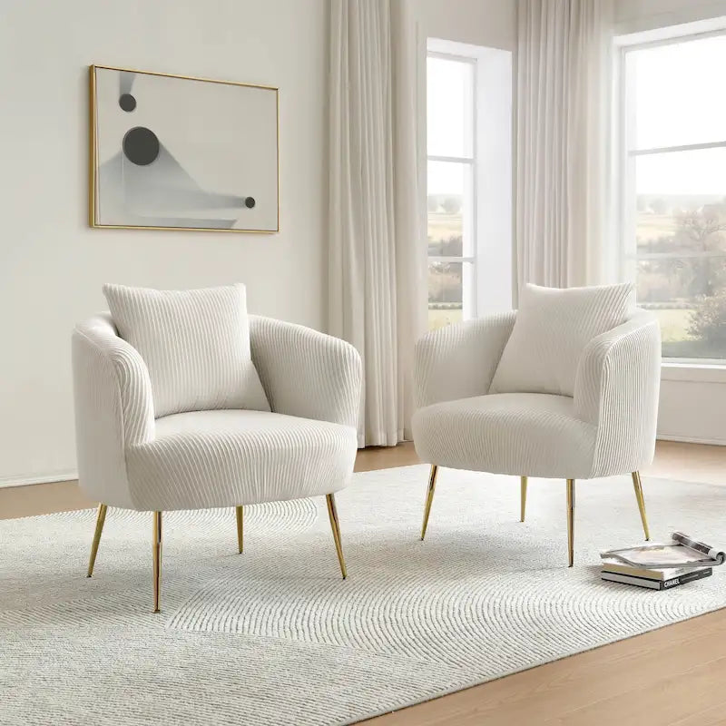 Art Leon Set of 2 Velvet Accent Side Chair with Back Cushion