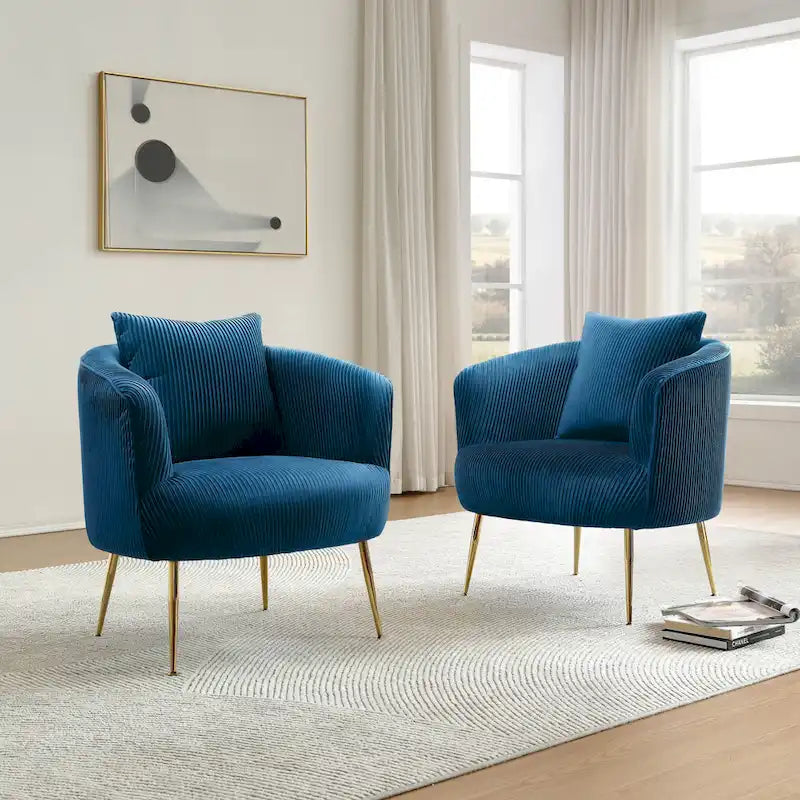Art Leon Set of 2 Velvet Accent Side Chair with Back Cushion