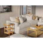 Carolina Living Chesterfield Wood & Cane 3 Shelf Side Table - Natural