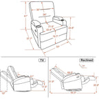 MCombo Electric Power Swivel Glider Recliner Chair with Heat and Massage, Fabric 7752