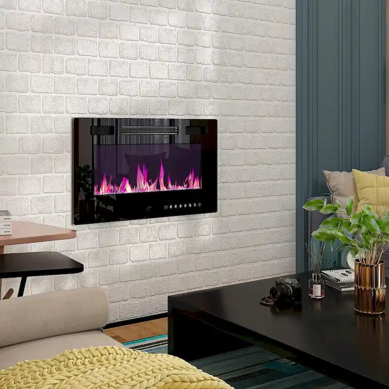 Entertainment Center with Electric Fireplace - 81W - White or Black