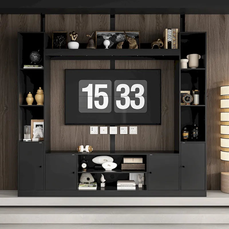 Entertainment Center with Electric Fireplace - 81W - White or Black